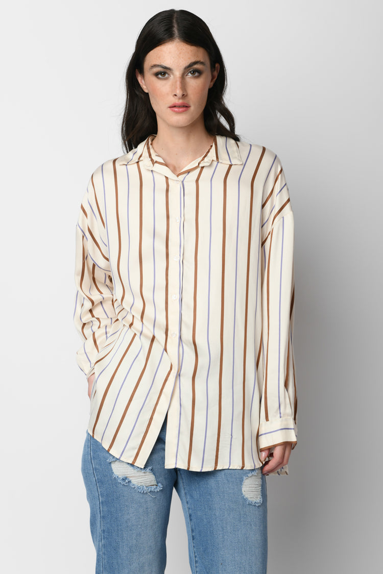 Camicia in viscosa a righe