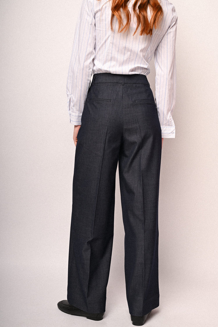 Pantaloni palazzo effetto denim