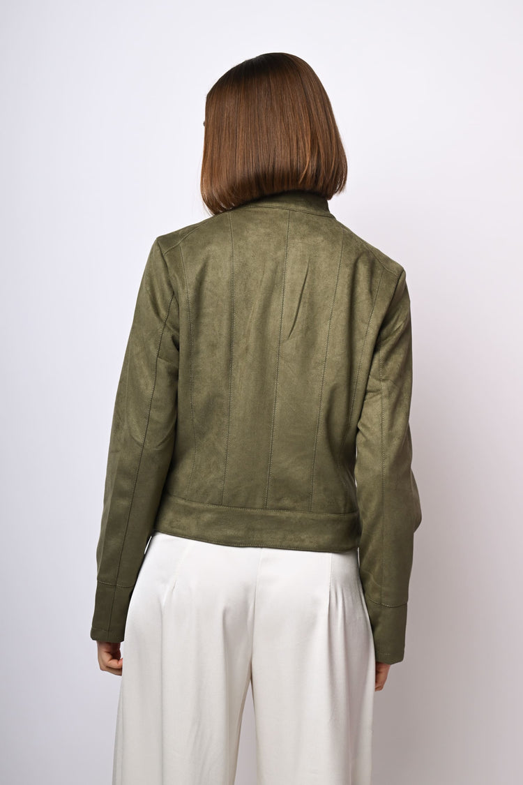 Giacca biker in faux suede