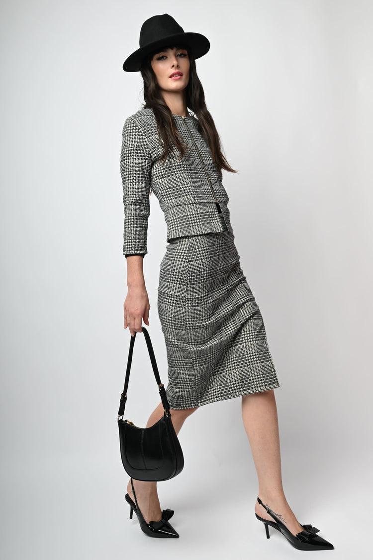 Gonna longuette in jacquard Principe di Galles