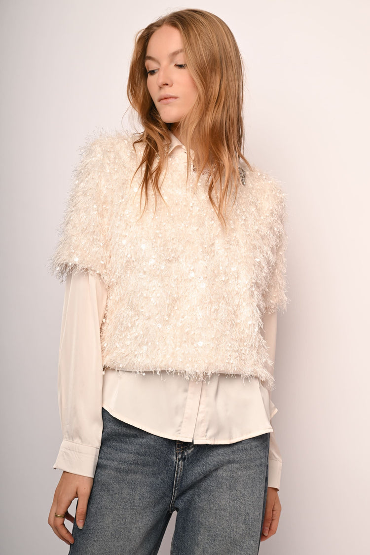 T-shirt hairy con paillettes