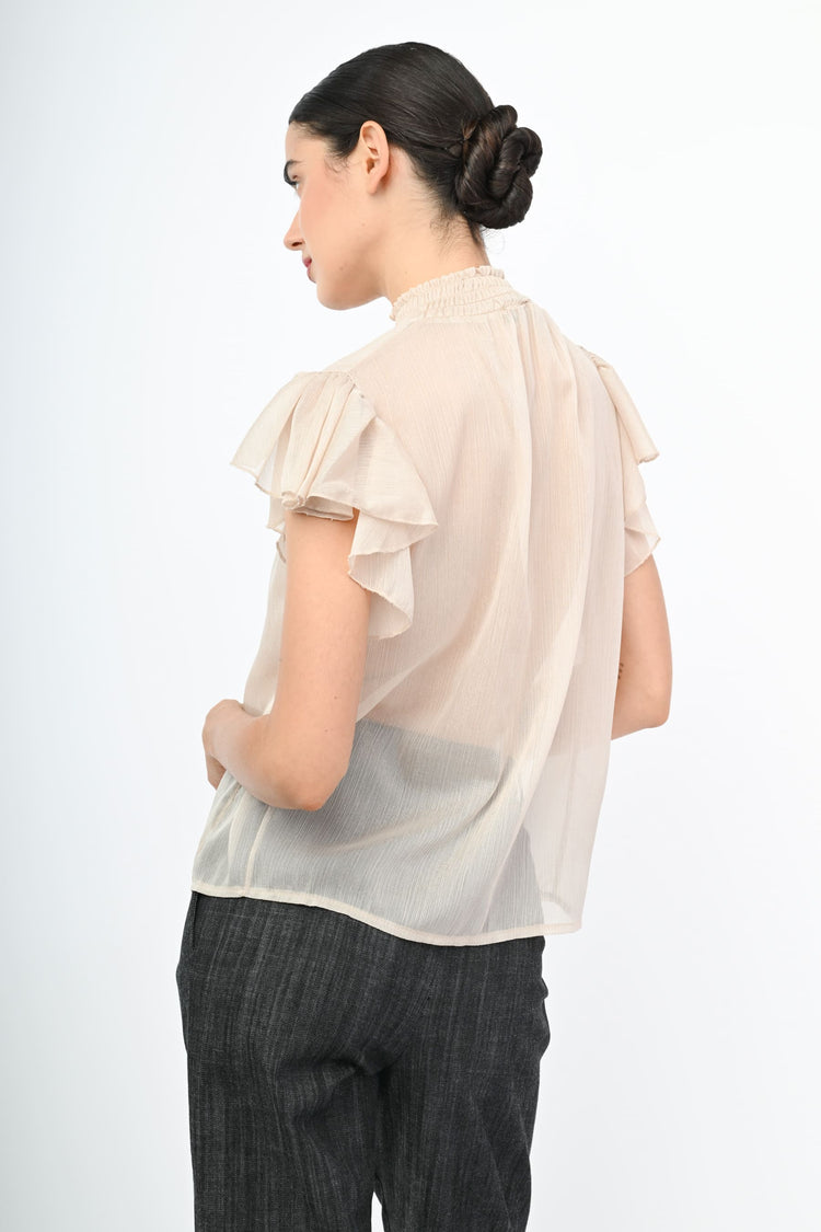 Top in chiffon con volants