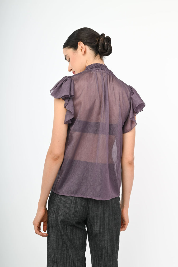 Top in chiffon con volants