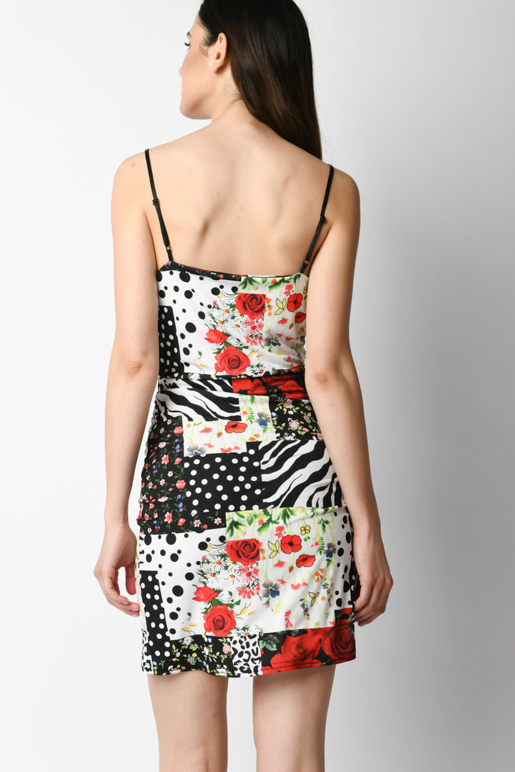 Mini abito a stampa patchwork