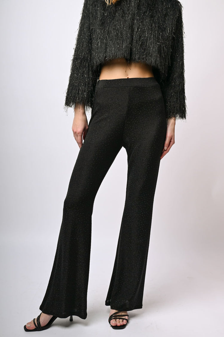 Pantaloni in maglia con strass all-over