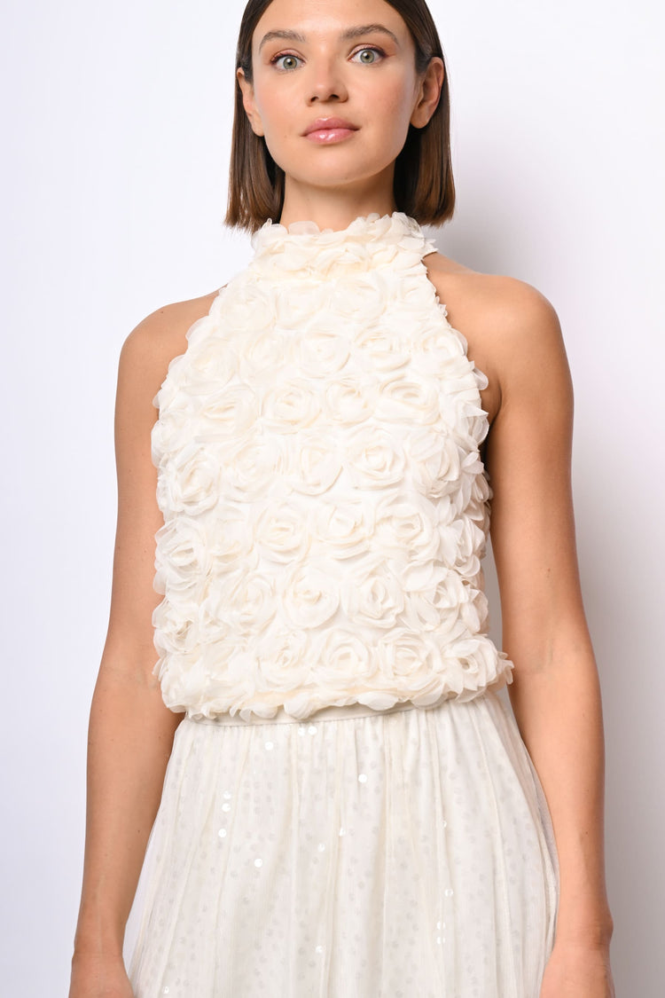 Top allamericana con rose 3D