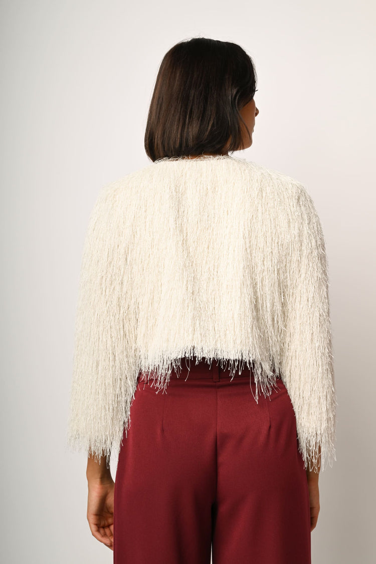 Bolero laminato piume