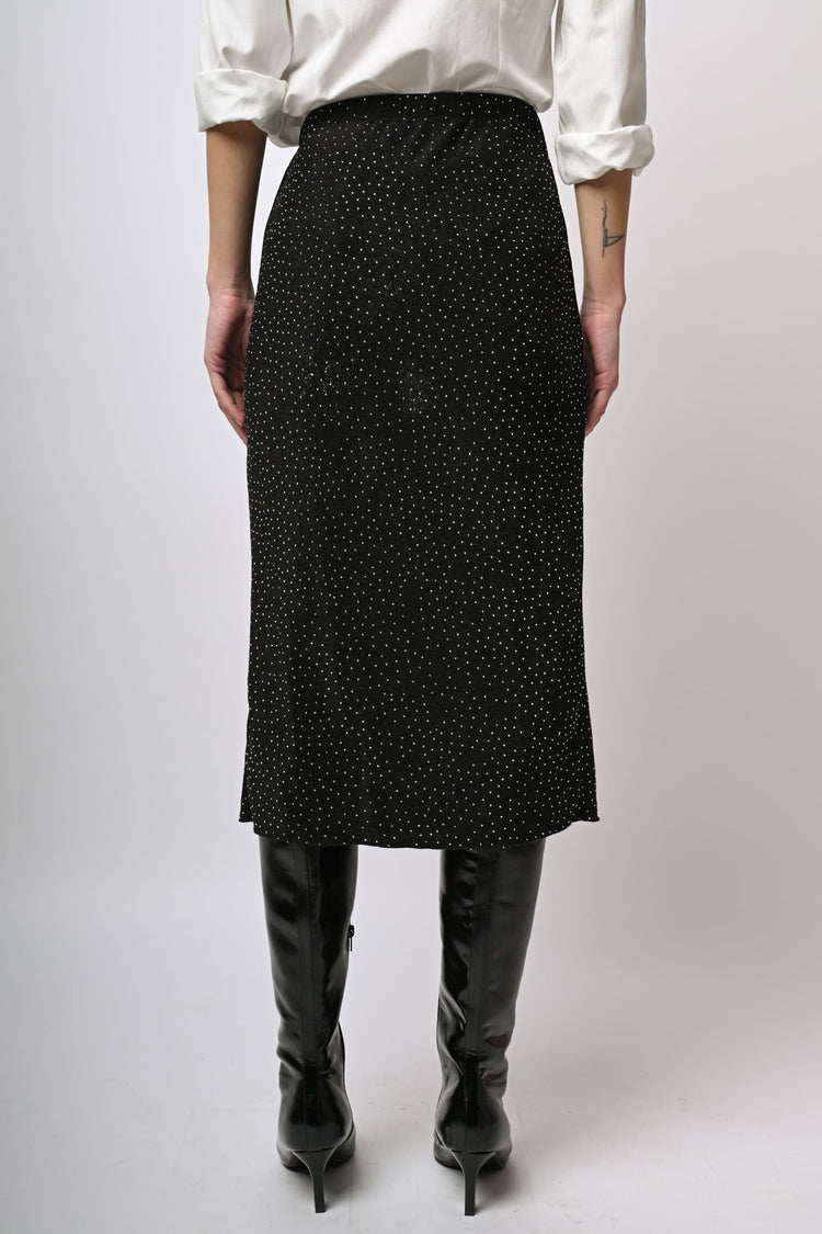 Gonna longuette con strass all-over