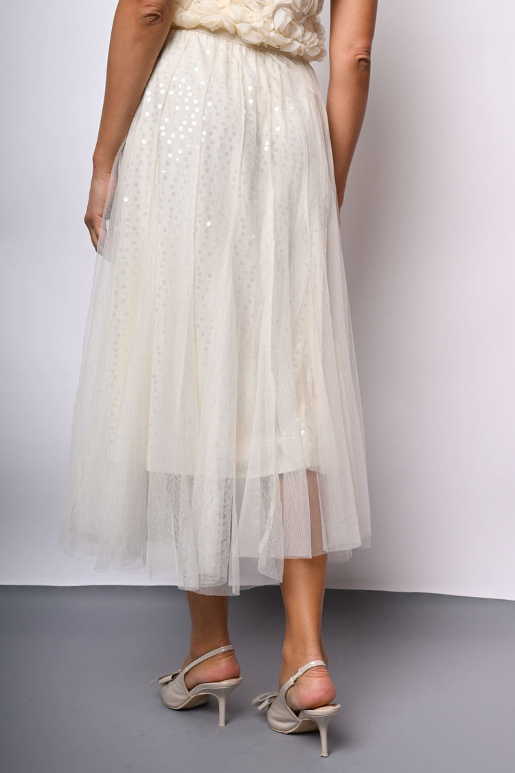Gonna midi in tulle con paillettes