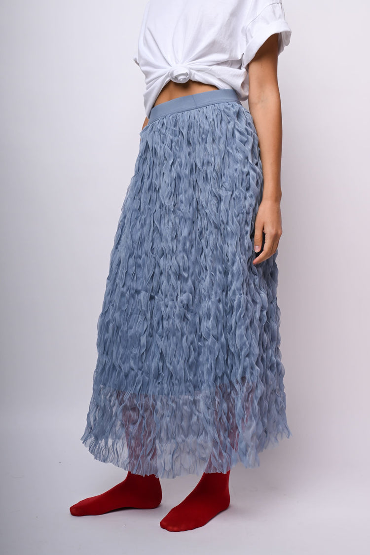 Gonna midi in tulle ondulato