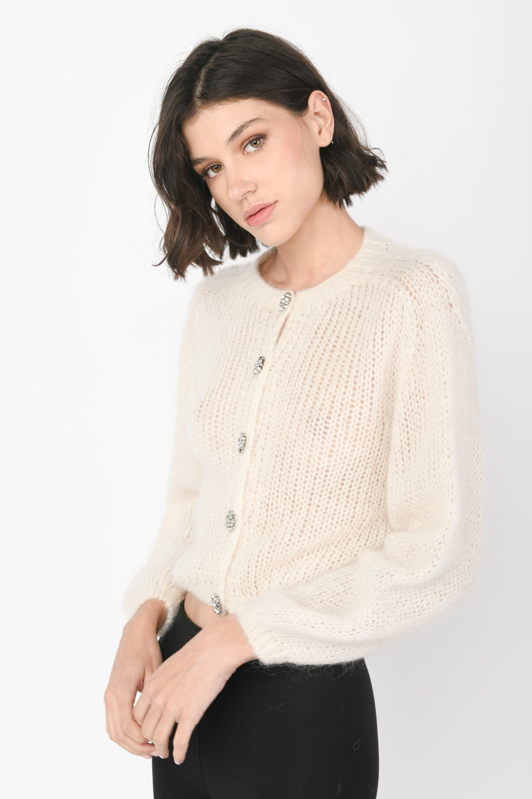 Cardigan con bottoni gioiello