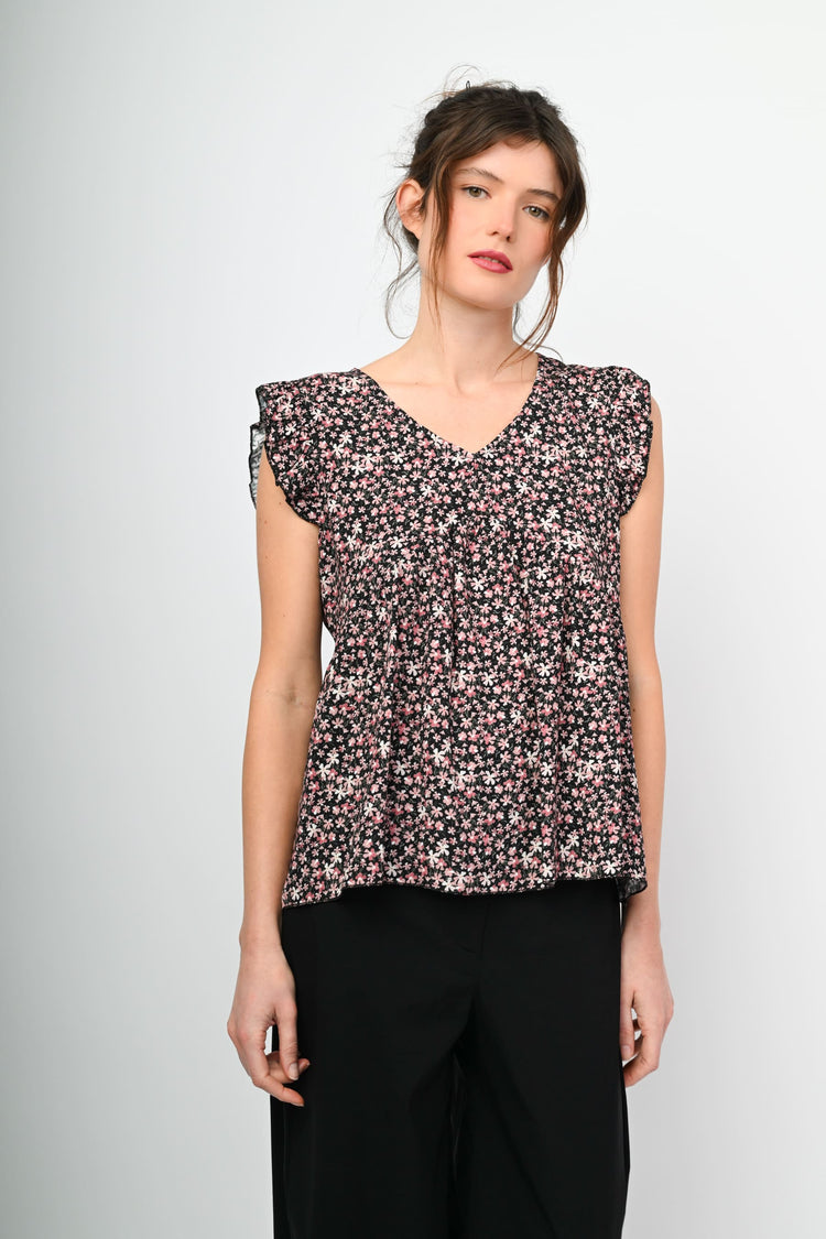 Top a stampa micro floreale