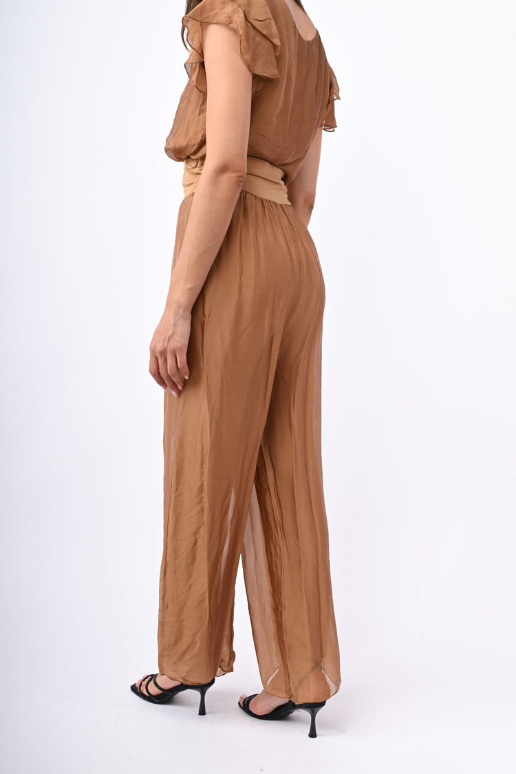 Pantalone palazzo misto seta