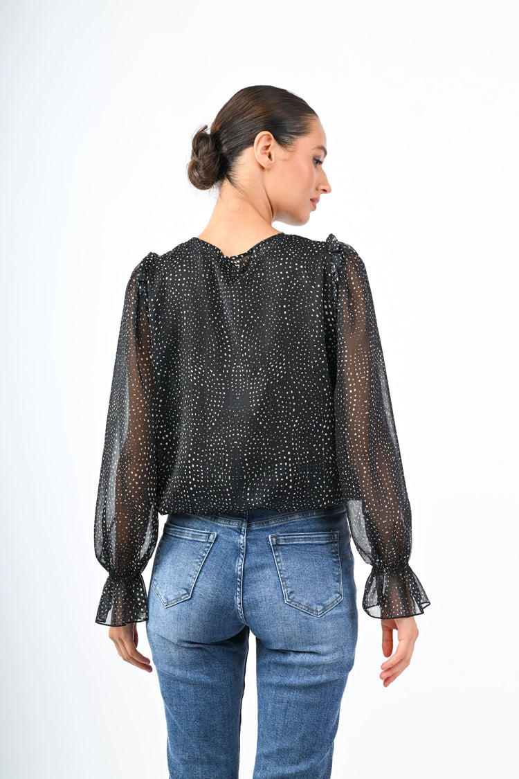 Blusa in georgette a stampa pois