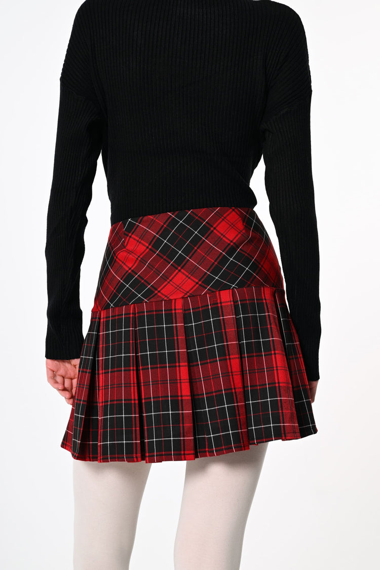 Minigonna a pieghe con stampa tartan