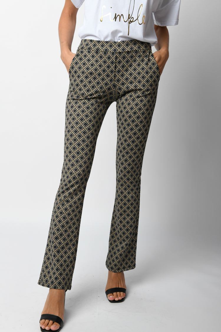 Pantaloni svasati a stampa geometrica