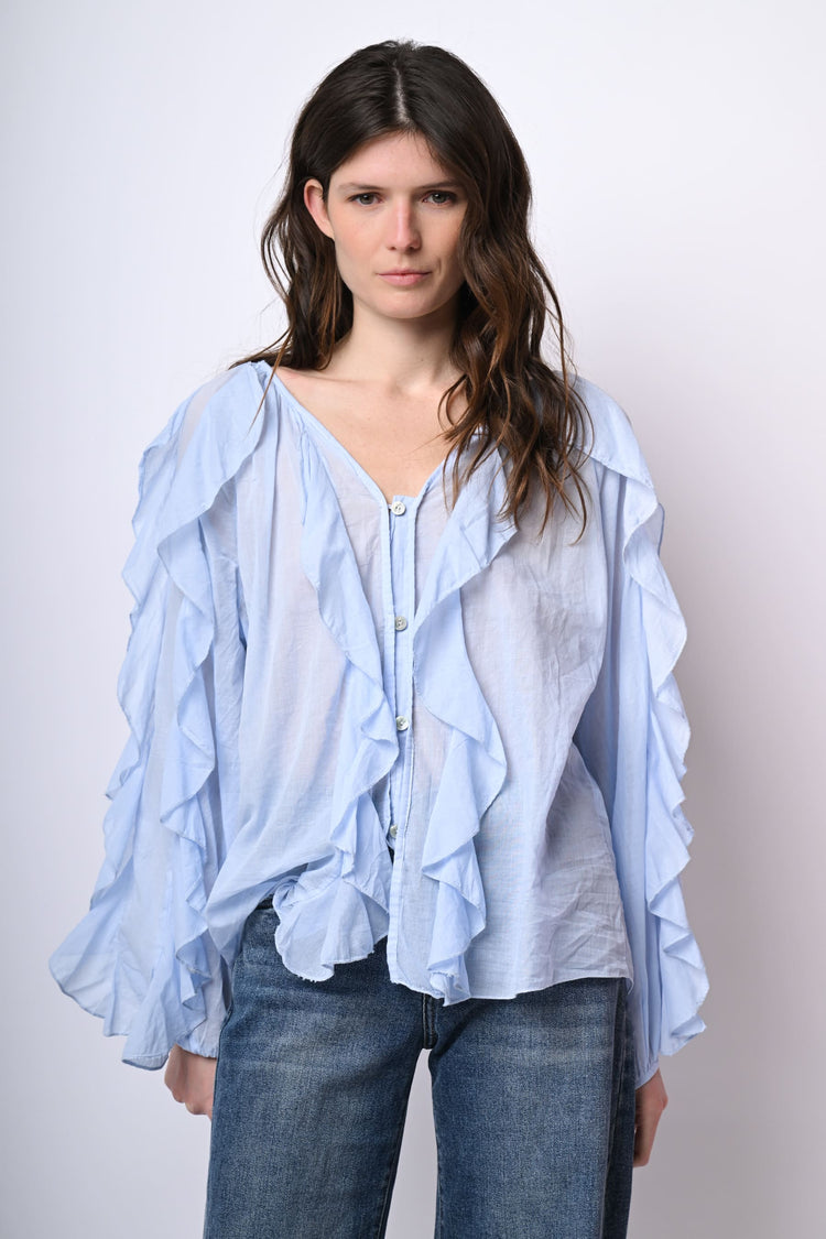 Camicia in mussola di cotone con volants