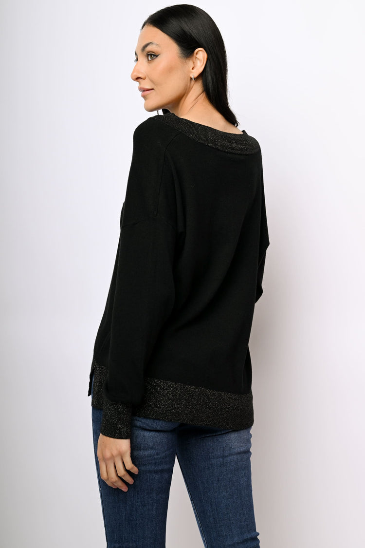 Pull oversize con profili in lurex