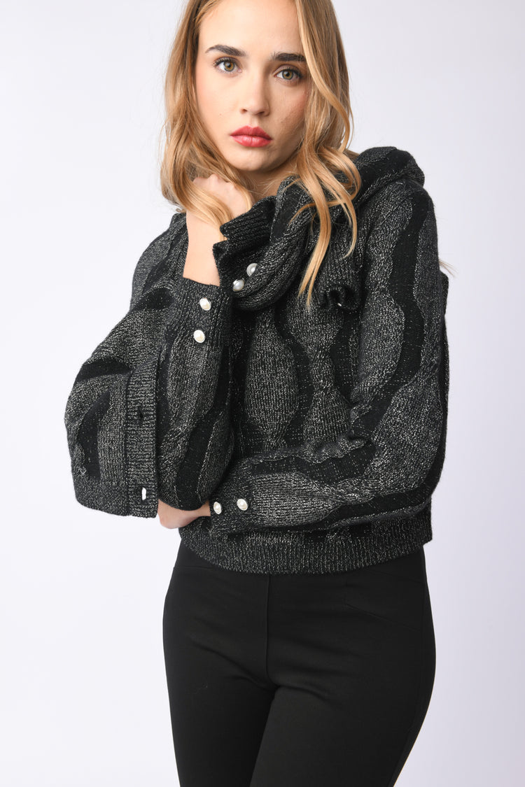 Cardigan con motivo a trecce