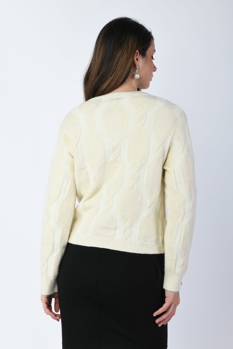 Cardigan con motivo a trecce