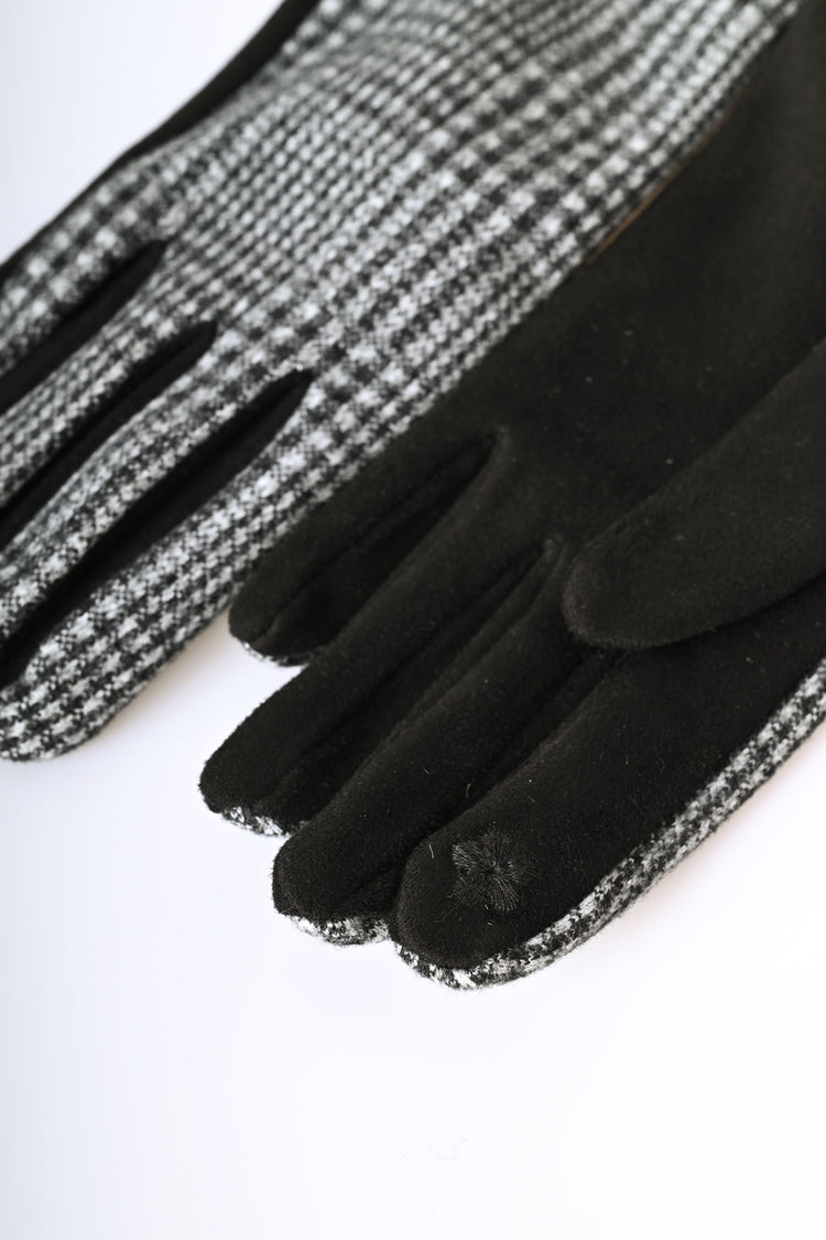 Guanti con motivo tartan e fiocco