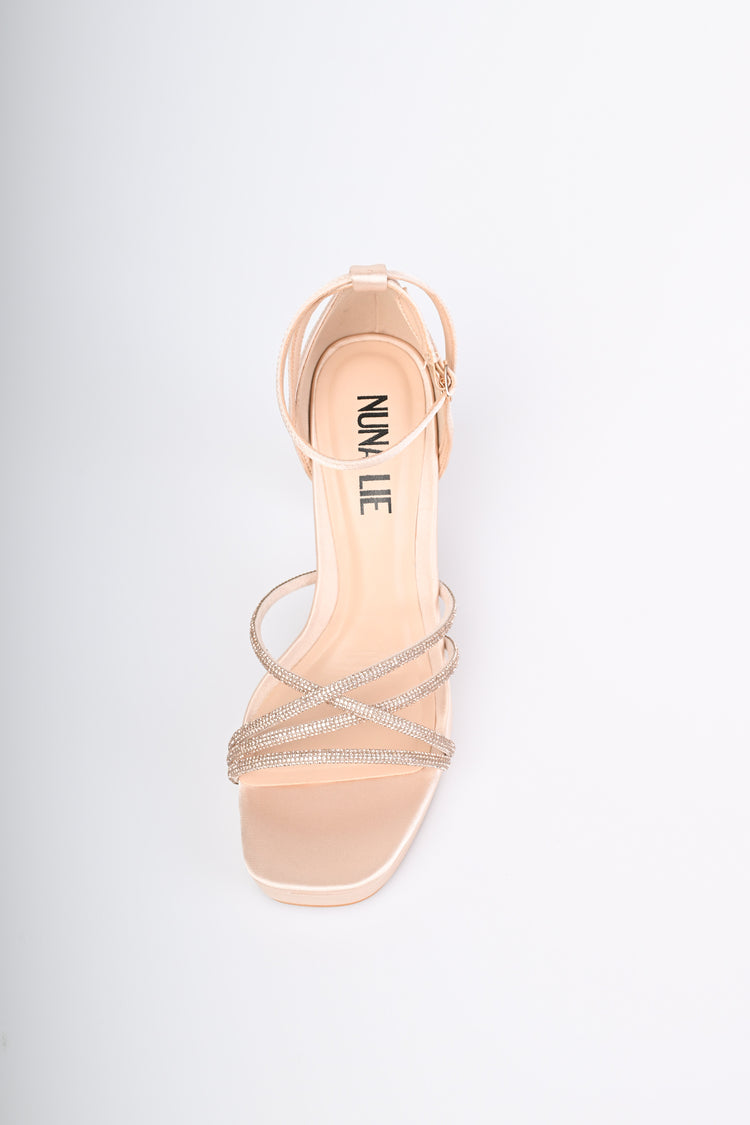 Sandalo in raso con strass