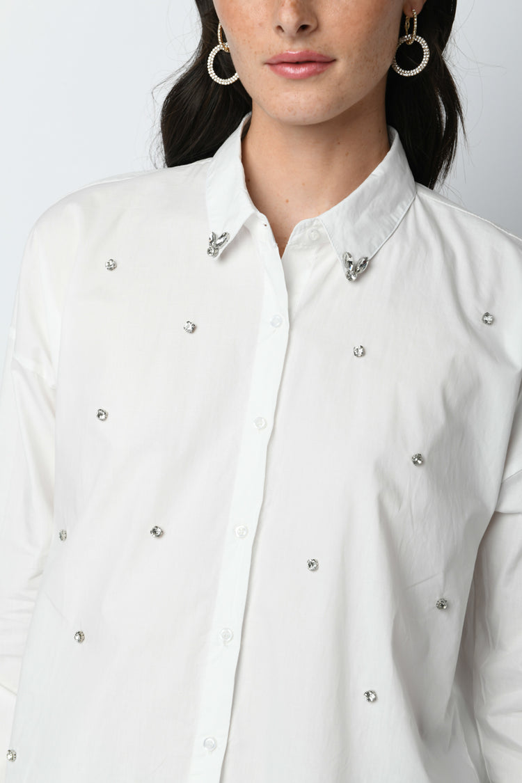 Camicia oversize con strass