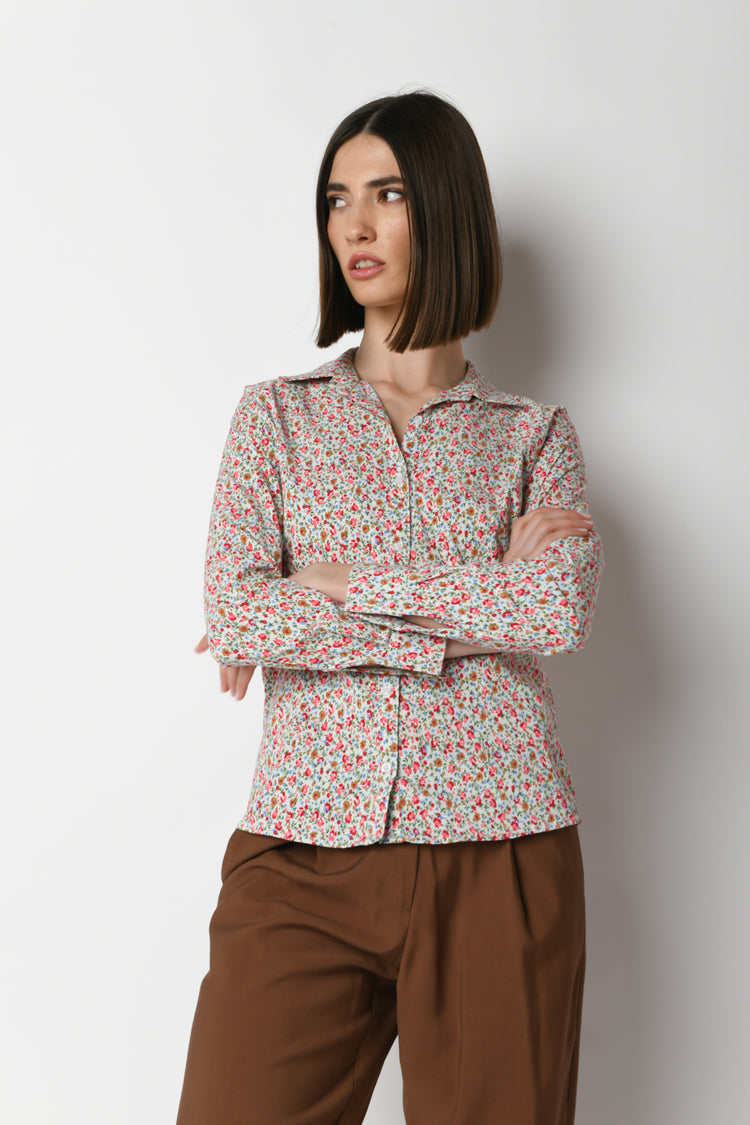 Camicia a stampa micro floreale