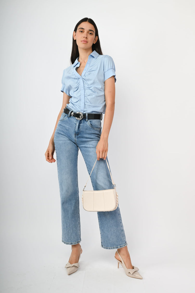 Camicia arricciata misto cotone