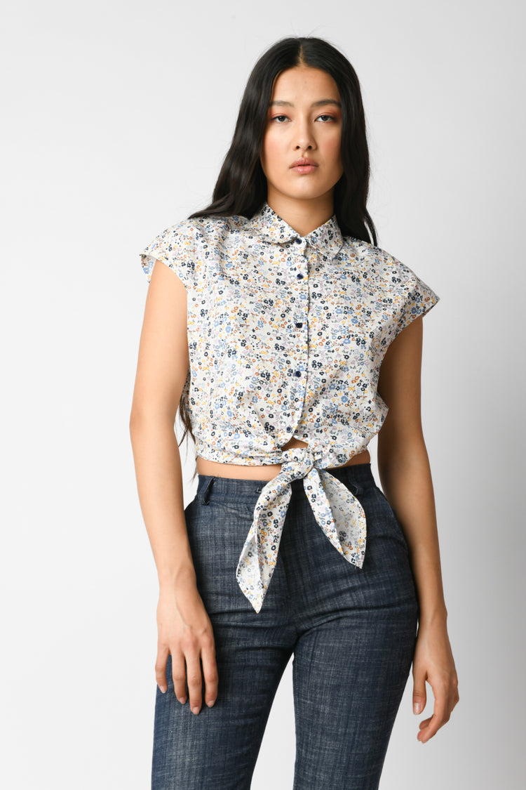 Camicia con nodo a stampa floreale