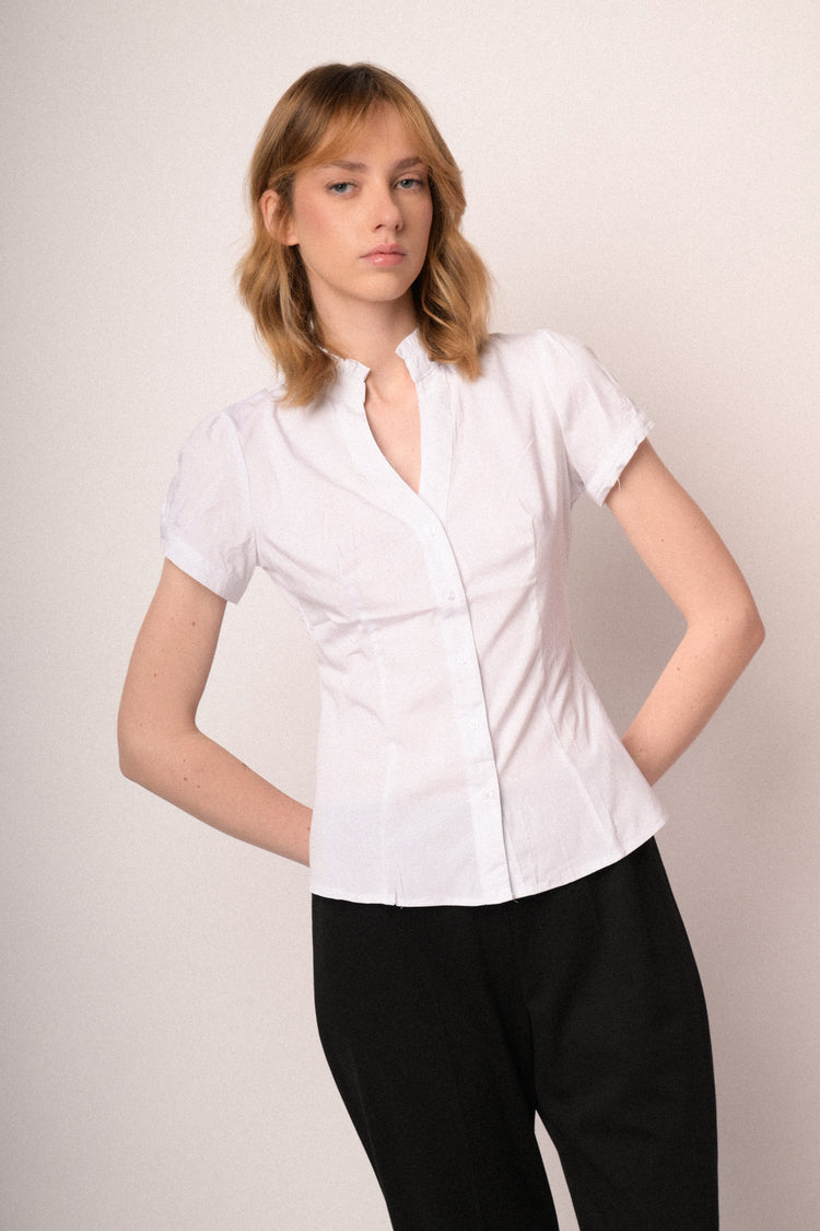 Camicia con colletto rouches