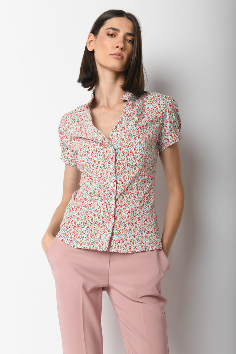 Camicia a stampa micro floreale
