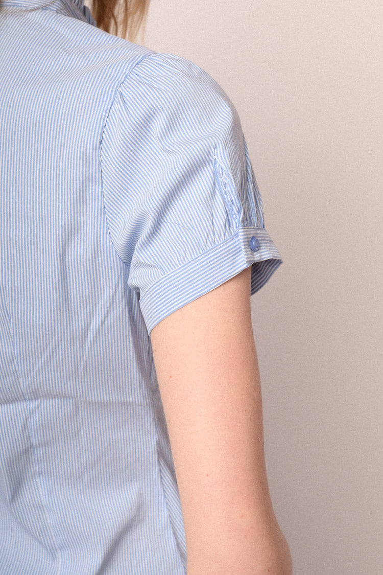 Camicia con colletto rouches righe
