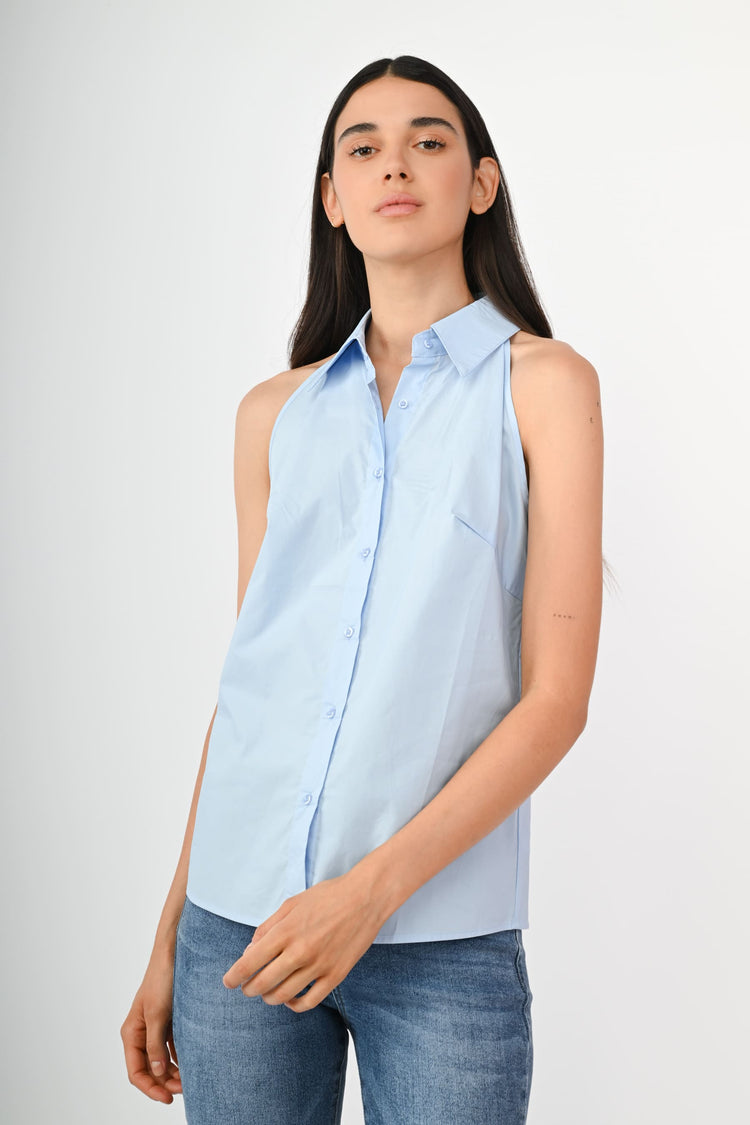 Camicia smanicata in cotone