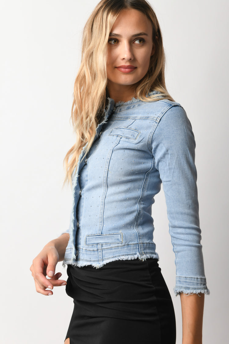 Giacca in denim con strass