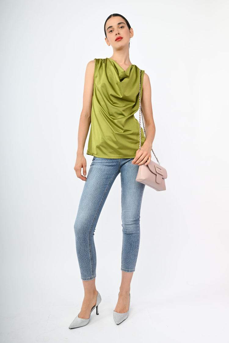 Jeans skinny con strass all-over