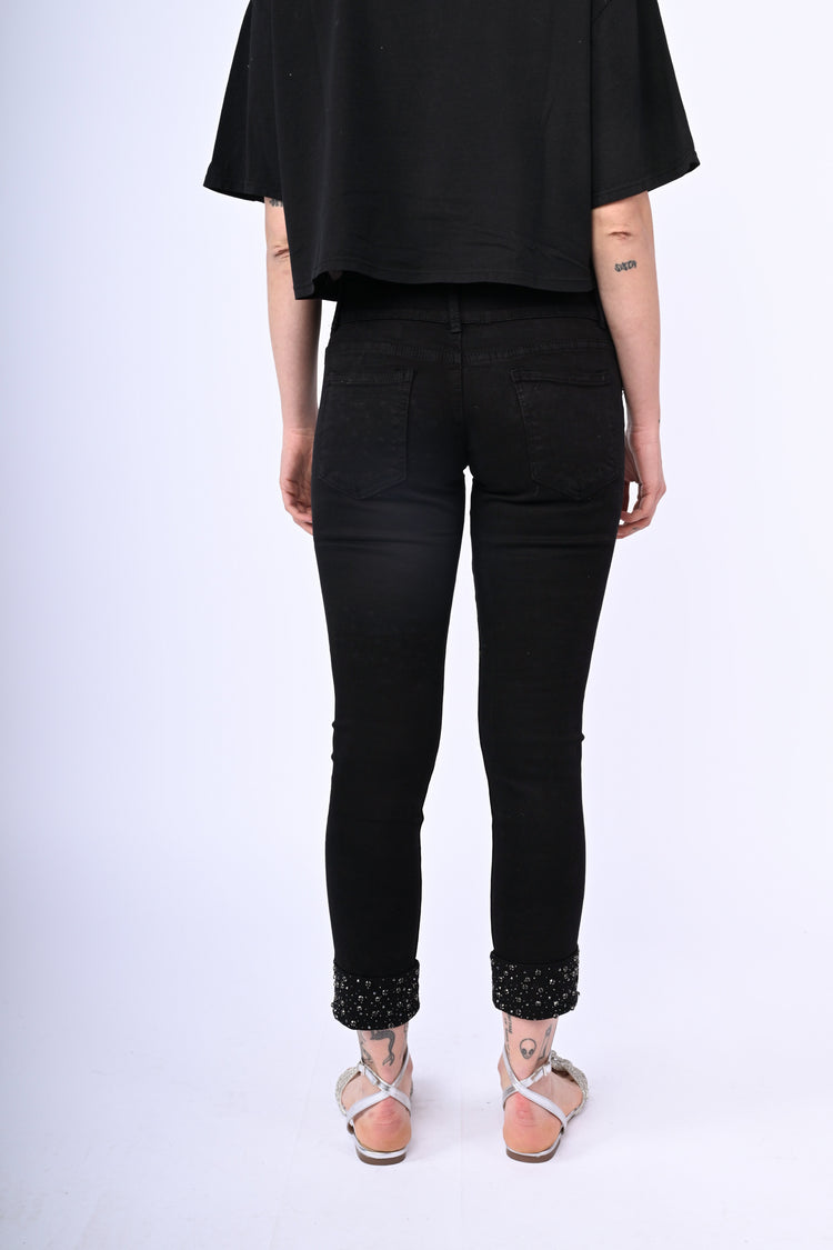 Jeans con cristalli allorlo