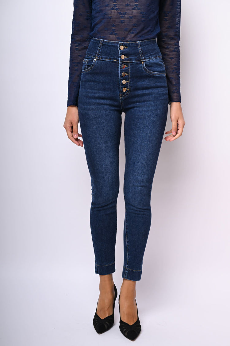 Jeans skinny con bottoni