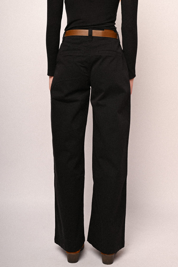 Pantaloni in drill palazzo cintura