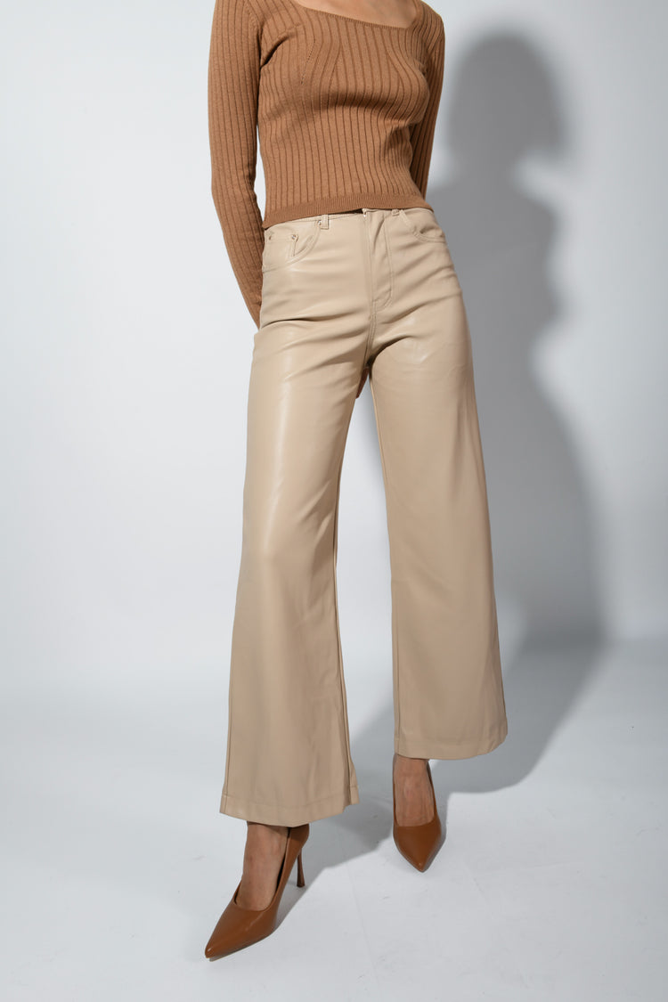 Pantaloni palazzo in similpelle