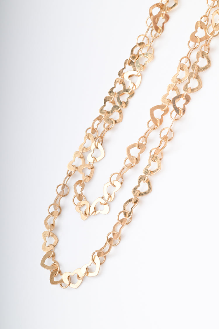 Collana lunga a doppio filo con cuori