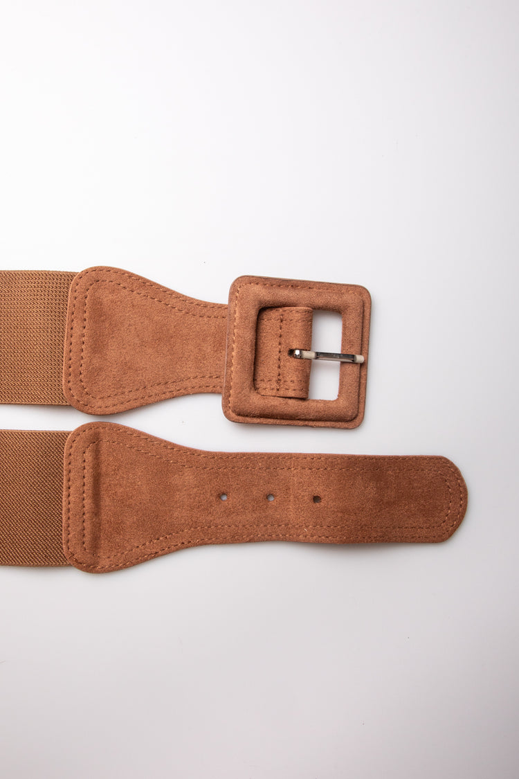 Cintura elastica con fibbia in faux suede