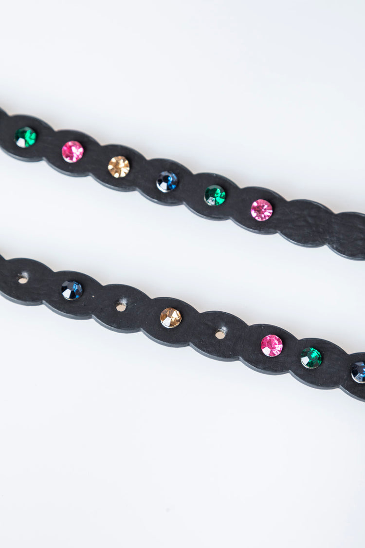 Cintura sottile ondulata con strass