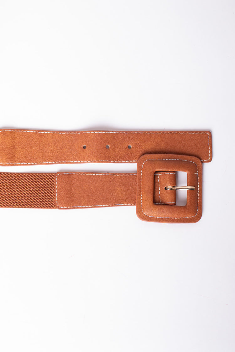 Cintura elastica sottile con fibbia quadrata