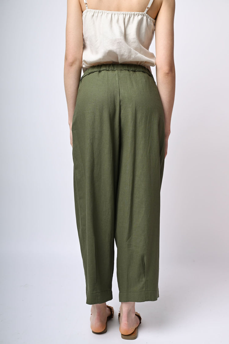 Pantaloni baggy in lino e viscosa