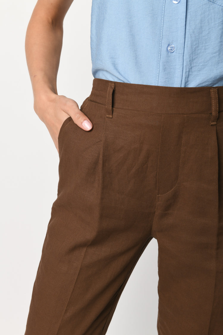 Pantaloni baggy misto lino