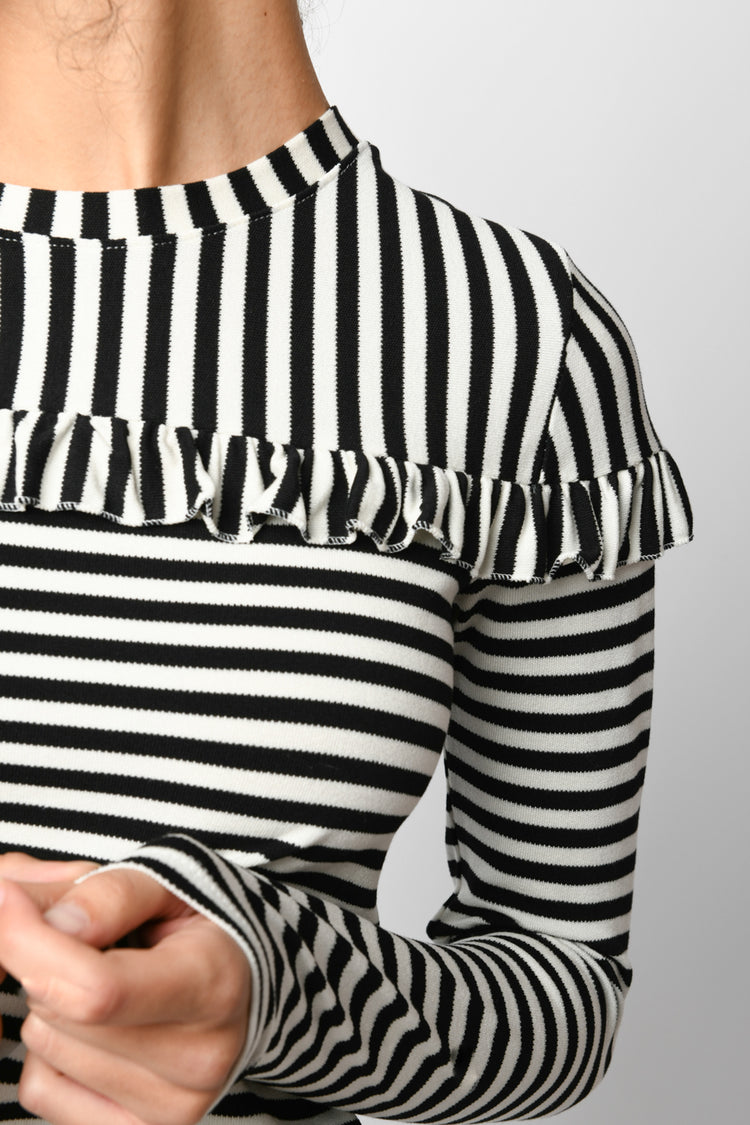 Top a righe con rouches