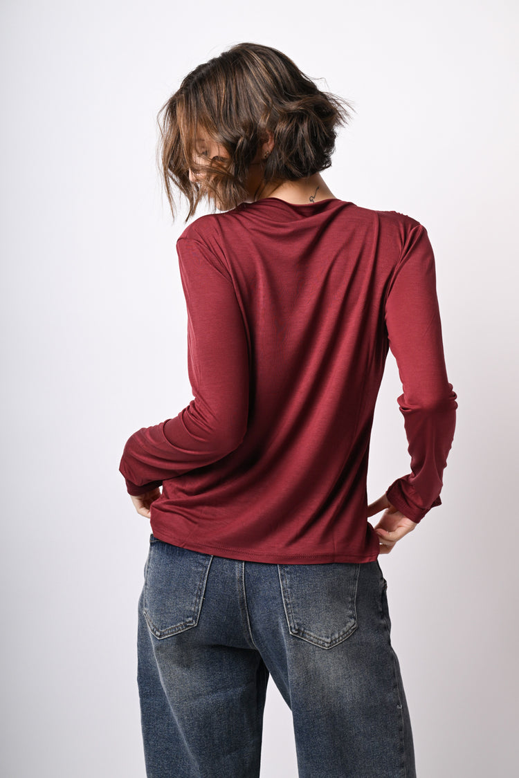 Top con scollo a cratere in lyocell