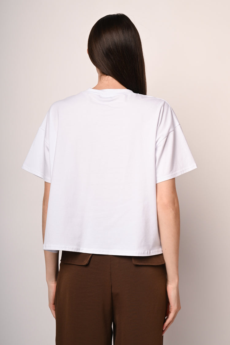 T-shirt con applicazione floreale