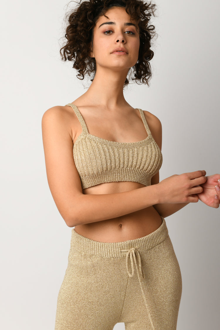 Top bra in maglia lurex